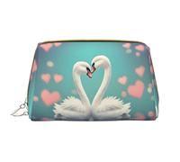 WBQLSL The Swan in Love Trousse de maquillage en cuir portable de voyage grande capacité avec poches, blanc, taille unique