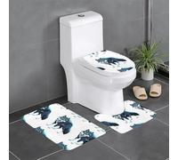 WBQLSL Topo Map Wolf Pack Lot de 3 tapis de sol antidérapants pour salle de bain, chambre à coucher, cuisine