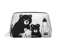 WBQLSL Treasure Labyrinthe Trousse de maquillage en cuir Sac de rangement pour cosmétiques Convient pour transporter des cosmétiques avec vous, Ours mignon en forme de bouteille de lait, Taille unique