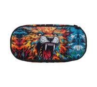 WBQLSL Trousse à crayons de grande capacité, motif lion, graffiti artistique, sac de rangement multi-couches, sac de rangement - Unisexe fournitures de bureau d'apprentissage