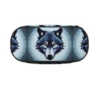 WBQLSL Trousse à crayons de grande capacité, motif tête de loup féroce, pochette de rangement multi-couches pour papeterie, fournitures de bureau d'apprentissage unisexe
