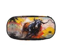 WBQLSL Trousse à crayons de grande capacité pour peinture abstraite de tauromachie, sac de rangement multi-couches pour papeterie, fournitures de bureau d'apprentissage unisexe