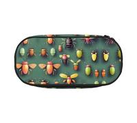 WBQLSL Trousse à crayons imprimée Insect Atlas - Trousse à compartiments multicouches, adaptée pour ranger des fournitures de bureau sur le campus, Noir , Taille unique, Trousse de beauté