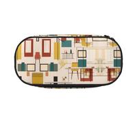 WBQLSL Trousse à crayons moderne imprimée du milieu du siècle - Trousse à compartiments multicouches, adaptée pour ranger des fournitures de bureau sur le campus, Noir , Taille unique, Trousse de