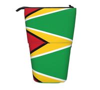 WBQLSL Trousse à crayons rétractable avec drapeau de la Guyane, parfaite pour le maquillage, la papeterie ou un porte-monnaie.