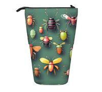WBQLSL Trousse à crayons rétractable avec imprimé Insect Atlas, parfaite pour le maquillage, la papeterie ou le porte-monnaie.