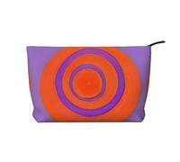 WBQLSL Trousse de maquillage à motif cercle orange - Pochette légère et compacte à fermeture éclair, sac de rangement quotidien pour cosmétiques