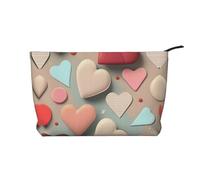WBQLSL Trousse de maquillage à motif d'amour - Pochette légère et compacte à fermeture éclair, sac de rangement quotidien pour cosmétiques