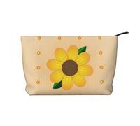 WBQLSL Trousse de maquillage à motif tournesol doré - Pochette légère et compacte à fermeture éclair, sac de rangement quotidien pour cosmétiques