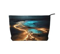 WBQLSL Trousse de maquillage à motif « View under the moon » - Légère et compacte avec fermeture éclair - Sac de rangement quotidien pour cosmétiques