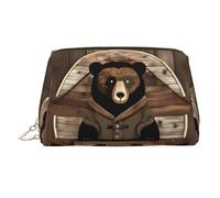 WBQLSL Trousse de maquillage avancée en cuir pour motoneige - Sac de rangement pour cosmétiques - Convient pour transporter des cosmétiques avec vous, Ours rustique Lodge, Taille unique