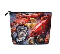 WBQLSL Trousse de maquillage de voyage à motif de fruits de mer, sac de rangement multifonctionnel, spécialement conçu pour le stockage des nécessités quotidiennes, noir, taille unique
