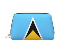 WBQLSL Trousse de maquillage en cuir avec drapeau de la Slovénie pour transporter des produits cosmétiques avec vous, Drapeau de Sainte Lucie, Taille unique