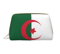 WBQLSL Trousse de maquillage en cuir avec drapeau de l'Algérie - Portable - Grande capacité - Avec poche