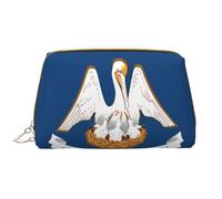 WBQLSL Trousse de maquillage en cuir avec drapeau de l'État de la Louisiane, sac de rangement portable de grande capacité, sac de voyage avec poche