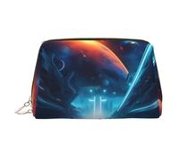 WBQLSL Trousse de maquillage en cuir avec motif cheval et rayures pour transporter des produits cosmétiques avec vous, Future de la science-fiction, Taille unique