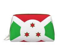 WBQLSL Trousse de maquillage en cuir avec motif drapeau du Burundi, sac de rangement portable de grande capacité, sac de voyage avec poche