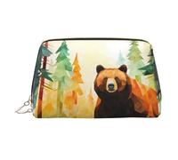 WBQLSL Trousse de maquillage en cuir avec têtes de chien abstraites pour transporter des produits cosmétiques avec vous, Peinture abstraite ours brun, Taille unique