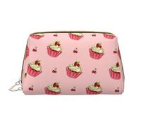 WBQLSL Trousse de maquillage en cuir Cherry Cake - Trousse de voyage portable - Grande capacité - Avec poches