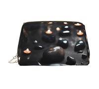 WBQLSL Trousse de maquillage en cuir de bambou avec dos en forme de tortue de dessin animé pour transporter des produits cosmétiques avec vous, Pierre mystère noire en forme de cœur, Taille unique