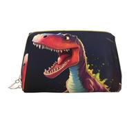 WBQLSL Trousse de maquillage en cuir de dinosaure à grande bouche, sac de rangement portable de grande capacité, sac de voyage à main avec poche de maquillage, blanc, taille unique