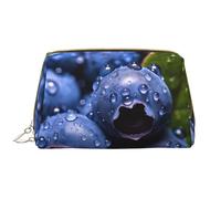 WBQLSL Trousse de maquillage en cuir myrtilles, sac de rangement portable de grande capacité, sac de voyage avec poche