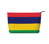 WBQLSL Trousse de maquillage en velours côtelé avec drapeau de l'île Maurice - Sac de rangement de voyage, peut contenir du rouge à lèvres, de la poudre et d'autres produits cosmétiques, noir, taille