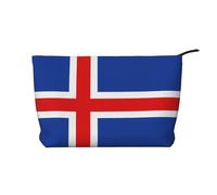 WBQLSL Trousse de maquillage en velours côtelé imprimé drapeau de l'Islande - Sac de rangement cosmétique essentiel de voyage, noir, taille unique