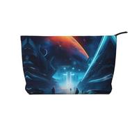 WBQLSL Trousse de maquillage Science Fiction Future Pattern - Pochette légère et compacte à fermeture éclair, sac de rangement quotidien pour cosmétiques