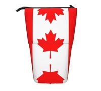 WBQLSL Trousse rétractable imprimée drapeau canadien, parfaite pour le maquillage, la papeterie ou un porte-monnaie.