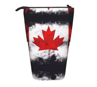 WBQLSL Trousse rétractable imprimée drapeau canadien, parfaite pour le maquillage, la papeterie ou un porte-monnaie.