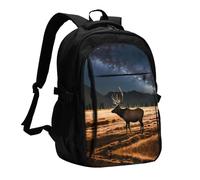 WBQLSL UFO Landing Sac à dos USB pour ordinateur portable adapté aux professionnels comme sac à dos de travail, Élan dans la prairie, taille unique