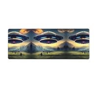 WBQLSL UFO Landing Tapis de souris avec bords imprimés Convient pour une utilisation dans les bureaux, bibliothèques et maisons (30 cm × 80 cm)