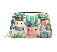 WBQLSL UFO Landing Trousse de maquillage en cuir Sac de rangement pour cosmétiques Convient pour transporter des cosmétiques avec vous, Jolies plantes succulentes, Taille unique