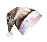 WBQLSL Un chat curieux adulte chapeau de Noël lumineux en trois étapes, chapeau de Noël unisexe avec éclairage LED, cadeau de Nouvel An Noël