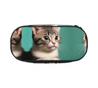 WBQLSL Un chat curieux Trousse à crayons grande capacité Sac de rangement multi-couches pour papeterie - Fournitures de bureau d'apprentissage unisexe