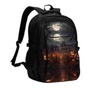 WBQLSL Un sac à dos USB robuste en forme de cerf pour ordinateur portable adapté aux professionnels comme sac à dos de travail, All Hallows' Eve, taille unique