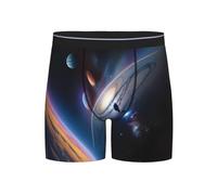 WBQLSL Un univers fascinant Boxer pour homme, tissu hautement élastique et respirant, plusieurs tailles (S-2XL), Noir/blanc, M
