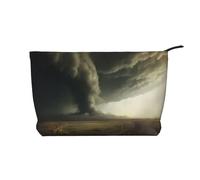 WBQLSL Une énorme tornade imprimée sac de maquillage en velours côtelé - Sac de rangement cosmétique essentiel de voyage