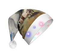 WBQLSL Une grande ferme. Chapeau de Noël avec lumières LED, parfait pour les fêtes costumées, les spectacles sur scène et les événements scolaires.
