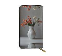 WBQLSL Vase en soie élégant portefeuille en cuir, 19 x 10,5 cm de long, porte-monnaie à fermeture éclair, portefeuille de voyage pratique