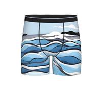 WBQLSL Waves Lapping at the Rocks Boxer pour homme Tissu hautement élastique respirant Plusieurs tailles (S à 2XL), Noir/blanc, XL