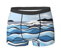 WBQLSL Waves lapping at the rocks Patterns Boxer pour homme - Séchage rapide, respirant et confortable pour un usage quotidien, Noir , XXL