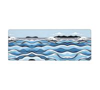 WBQLSL Waves lapping at the rocks Tapis de souris et clavier à motifs 30 x 80 cm Parfait pour les jeux et le bureau d'ordinateur portable
