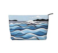 WBQLSL Waves lapping at the rocks Trousse de maquillage en velours côtelé imprimé - Trousse de rangement pour cosmétiques essentiels de voyage