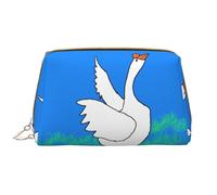 WBQLSL White Goose spread its wings Leather Cosmetic Bag Portable Travel Cosmetic Bag Large Capacity Cosmetic Storage Bag with Pockets