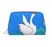 WBQLSL White Goose spread its wings leather makeup bag portable grande capacité makeup storage bag carry-on travel with pocket makeup bag