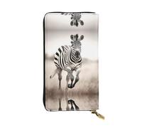 WBQLSL Zebra Running Longue pochette en cuir avec porte-monnaie zippé et 12 emplacements pour cartes de crédit, portefeuille de voyage léger