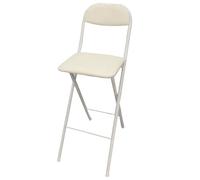 WBQYIMF Tabouret de Bar Pliant avec Dossier, Tabouret de Haut Pliable et Portable Chaise Pliante en Faux Cuir rembourré pour Cuisine Camping(White,65cm/26in)