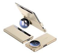 WBRSybUK Étui en Cuir for Honor Magic V5, Couvercle Rabattable avec Fenêtre De Vue Claire Intelligente, Support De Protection D'appareil Photo, Fermeture Magnétique, Coque Antichoc De Luxe(Gold)